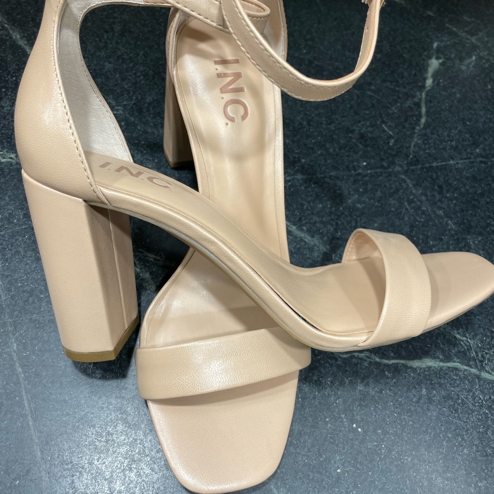 I.N.C Nude Block Heel High Heel Shoes with Ankle Strap Size 7